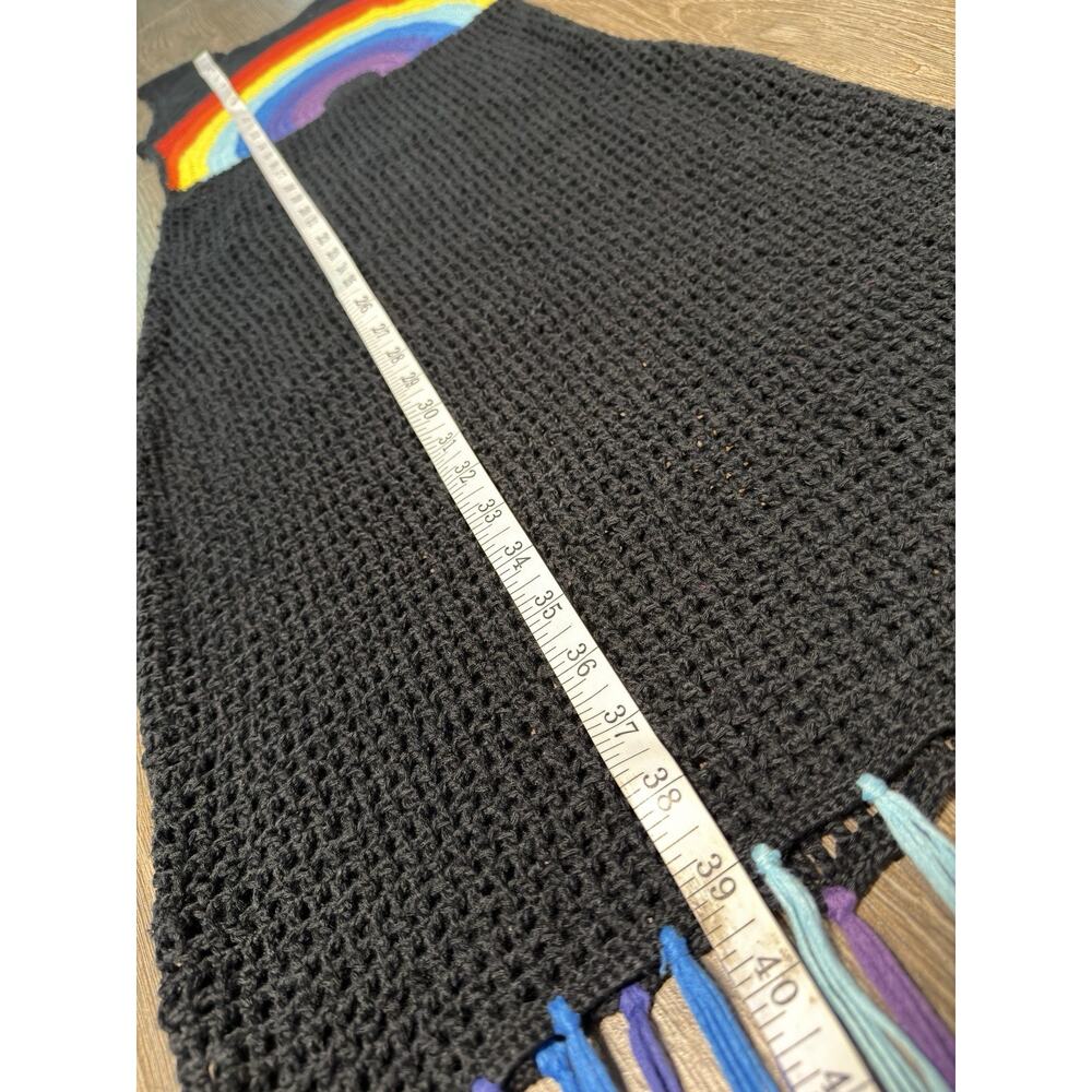 Cool Attitude Rainbow Crochet Dress Swim Coverup Black Size Medium Beach Summer - Picture 9 of 10
